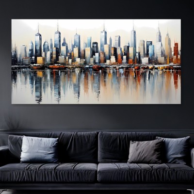 Moderne Skyline in Spiegelung