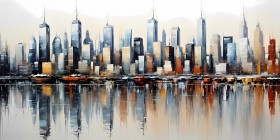Moderne Skyline in Spiegelung