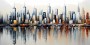Moderne Skyline in Spiegelung