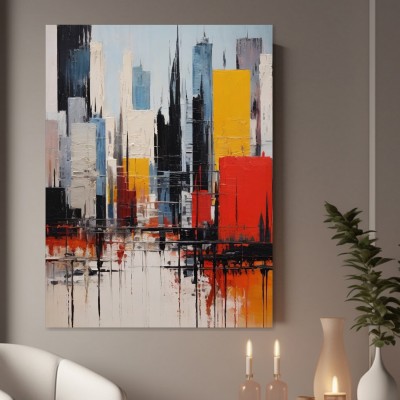 Abstrakte Skyline in Rot und Gelb