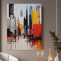 Abstrakte Skyline in Rot und Gelb