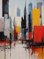 Abstrakte Skyline in Rot und Gelb