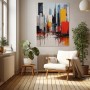 Abstrakte Skyline in Rot und Gelb