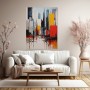 Abstrakte Skyline in Rot und Gelb