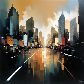 Urbane Skyline im Abendlicht