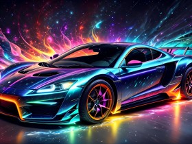 Neon Sportwagen im Farbenrausch