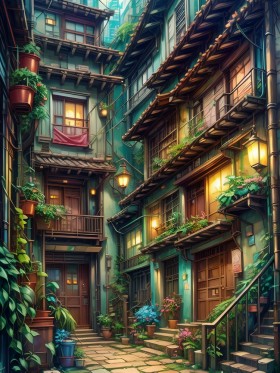 Laternenlicht in der Gasse