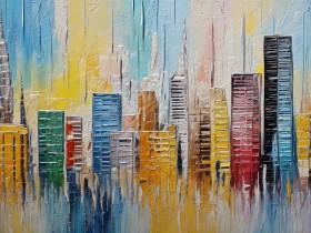 Farbenfrohe Skyline in Struktur