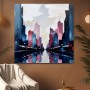 Abstrakte Skyline in Blau und Rosa