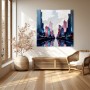 Abstrakte Skyline in Blau und Rosa