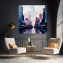 Abstrakte Skyline in Blau und Rosa
