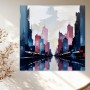 Abstrakte Skyline in Blau und Rosa