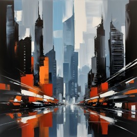 Urbane Skyline in Orange und Blau