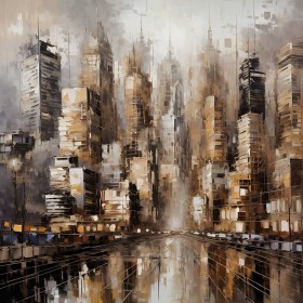 Abstrakte Skyline in warmen Erdtönen