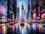 Neon City mit gelben Taxis