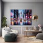 Neon City mit gelben Taxis