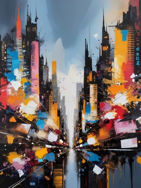 Abstrakte Metropole in Farben