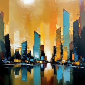 Goldene Skyline am Wasser