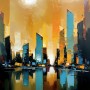 Goldene Skyline am Wasser