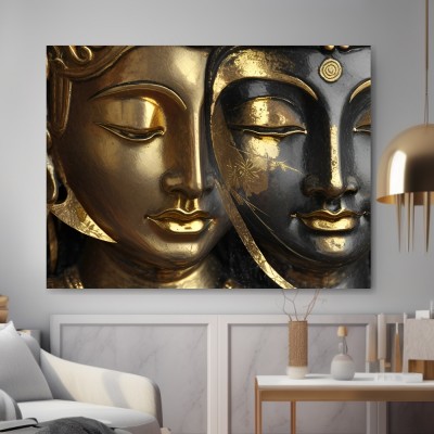 Goldene Buddha-Gesichter