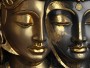 Goldene Buddha-Gesichter
