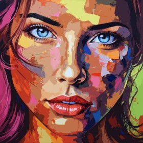 Farbenstarkes Pop-Art-Porträt
