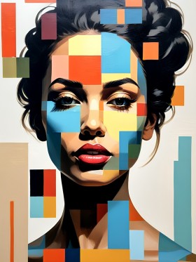 Geometrisches Pop-Art Porträt