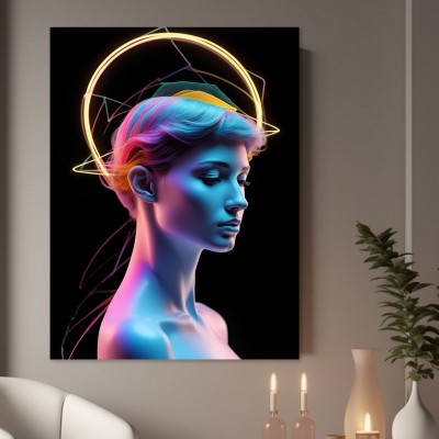 Neon Porträt mit leuchtendem Halo