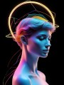 Neon Porträt mit leuchtendem Halo