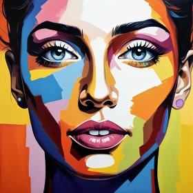 Farbenstarkes Pop-Art-Porträt