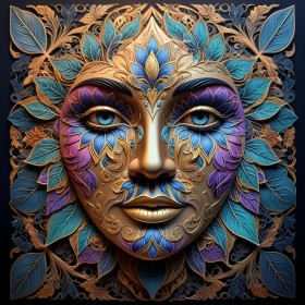 Goldene Fantasiemaske mit Blättern