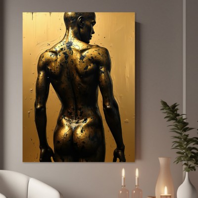 Goldener Rückenakt in Schwarz