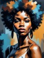 Afro Porträt in Orange und Türkis