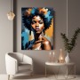Afro Porträt in Orange und Türkis