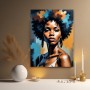 Afro Porträt in Orange und Türkis