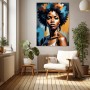 Afro Porträt in Orange und Türkis