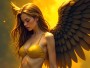 Goldener Engel mit dunklen Flügeln