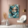 Abstraktes Frauenporträt in Türkis