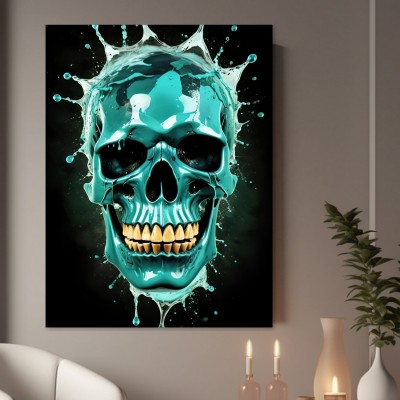 Türkiser Totenkopf mit Wassersplash