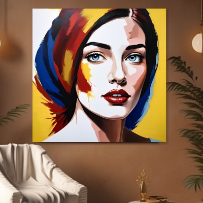 Pop Art Porträt mit blauen Augen