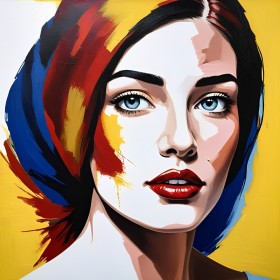 Pop Art Porträt mit blauen Augen