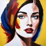 Pop Art Porträt mit blauen Augen