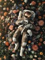 Astronaut im Blütenmeer
