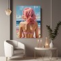 Pinkhaarige Frau am Meer