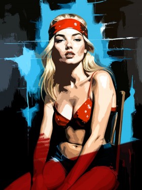 Blonde Frau im Pop-Art-Stil
