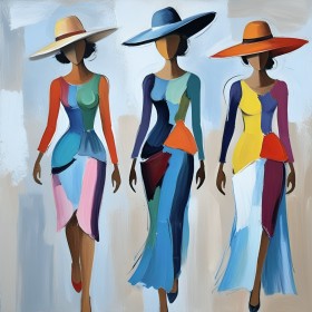 Elegante Damen mit Sommerhüten