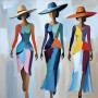 Elegante Damen mit Sommerhüten