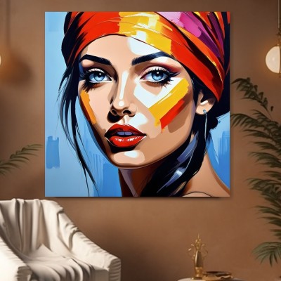Farbenstarkes Frauenporträt mit Turban