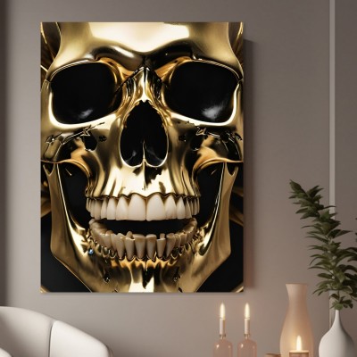 Goldener Totenkopf in Nahaufnahme
