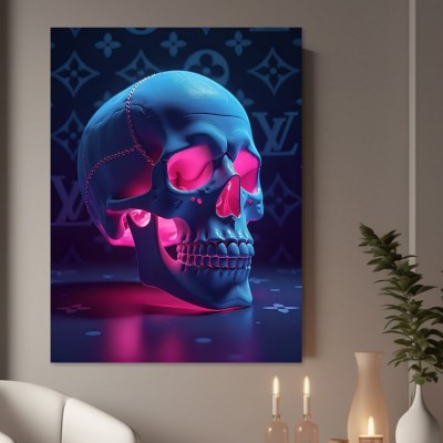 Neon Totenkopf in Blau und Pink